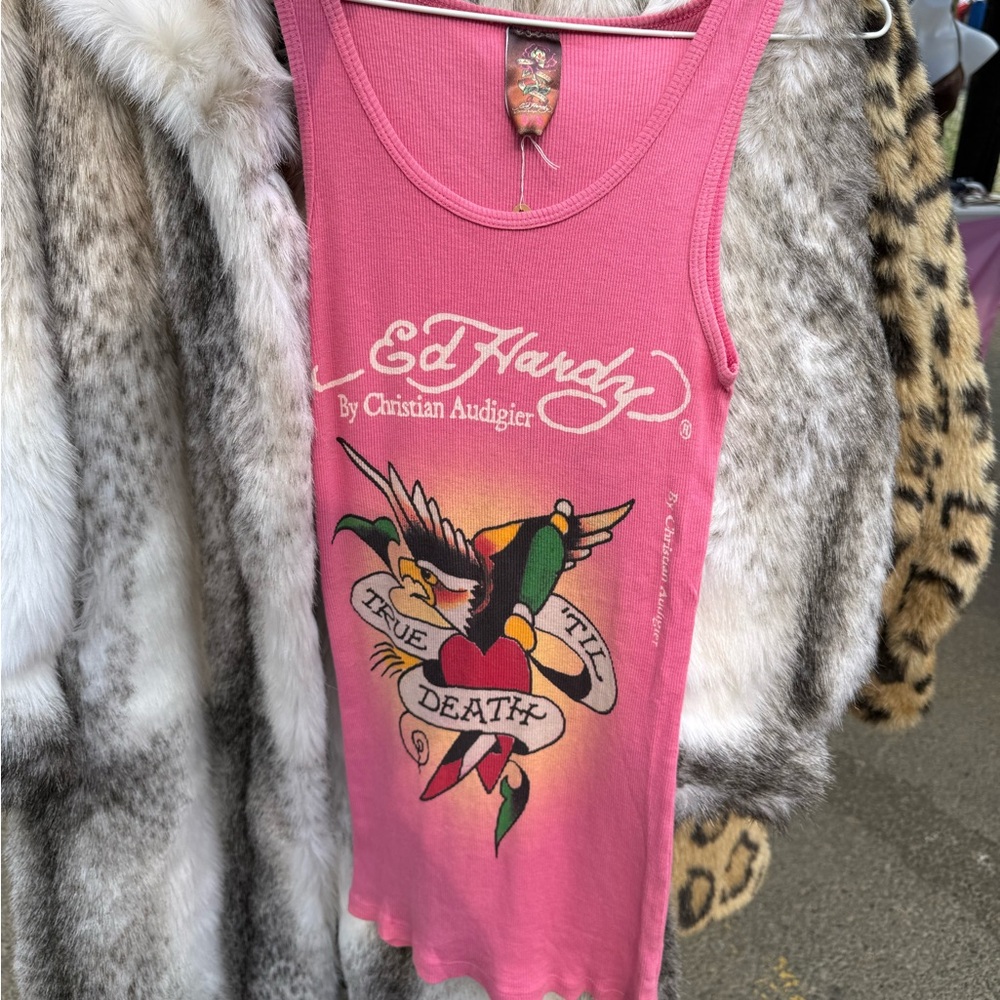 Vintage authentic Ed Hardy pink tank